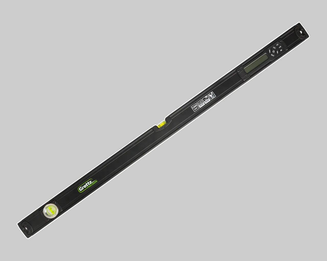 GL120 Black level tool with a Grettzlogo on a dark gray background